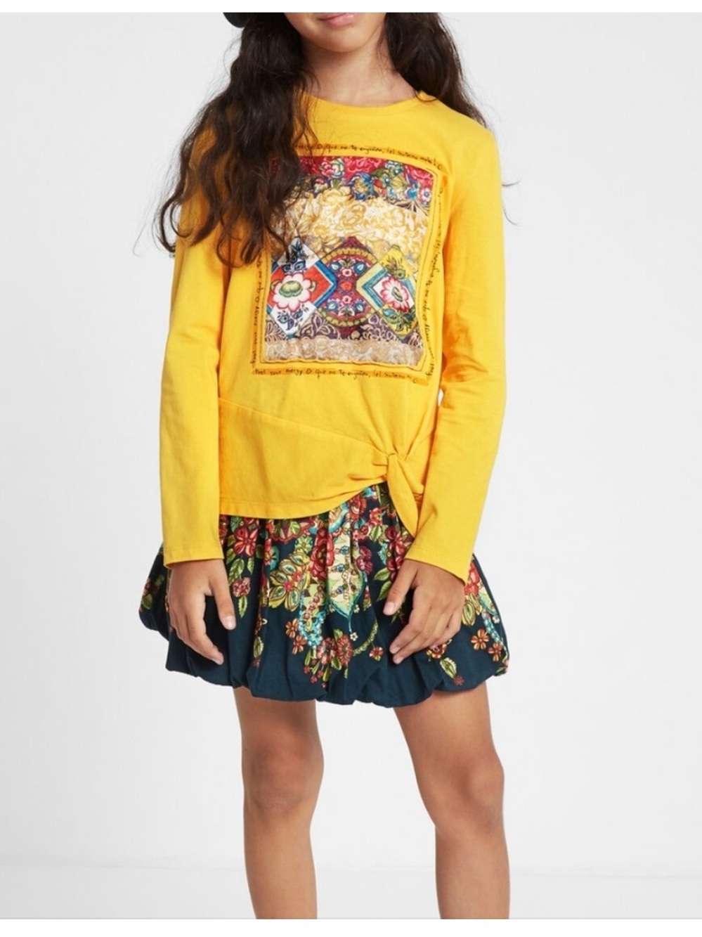 Desigual ‘Feel Your Energy’ Twist Hem Long-Sleeve Tee, Sz 11/12